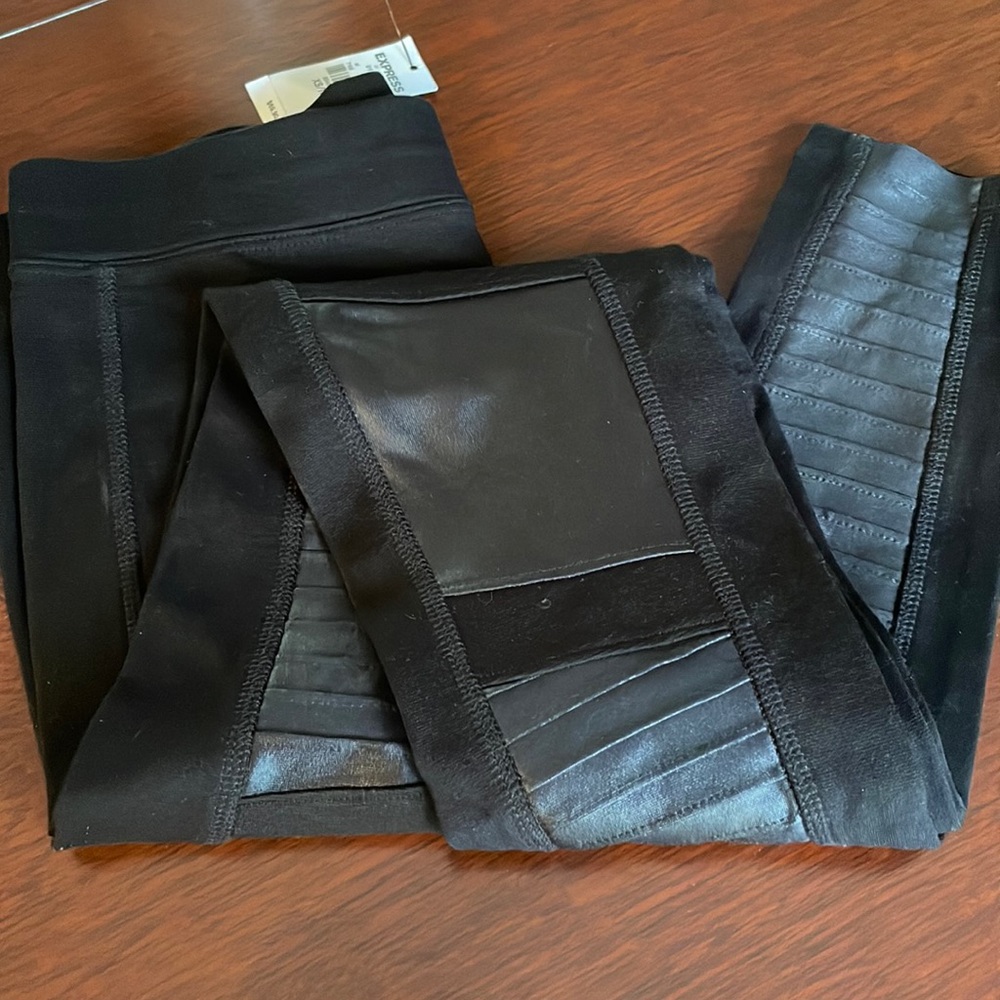 Express half leather leggings never worn